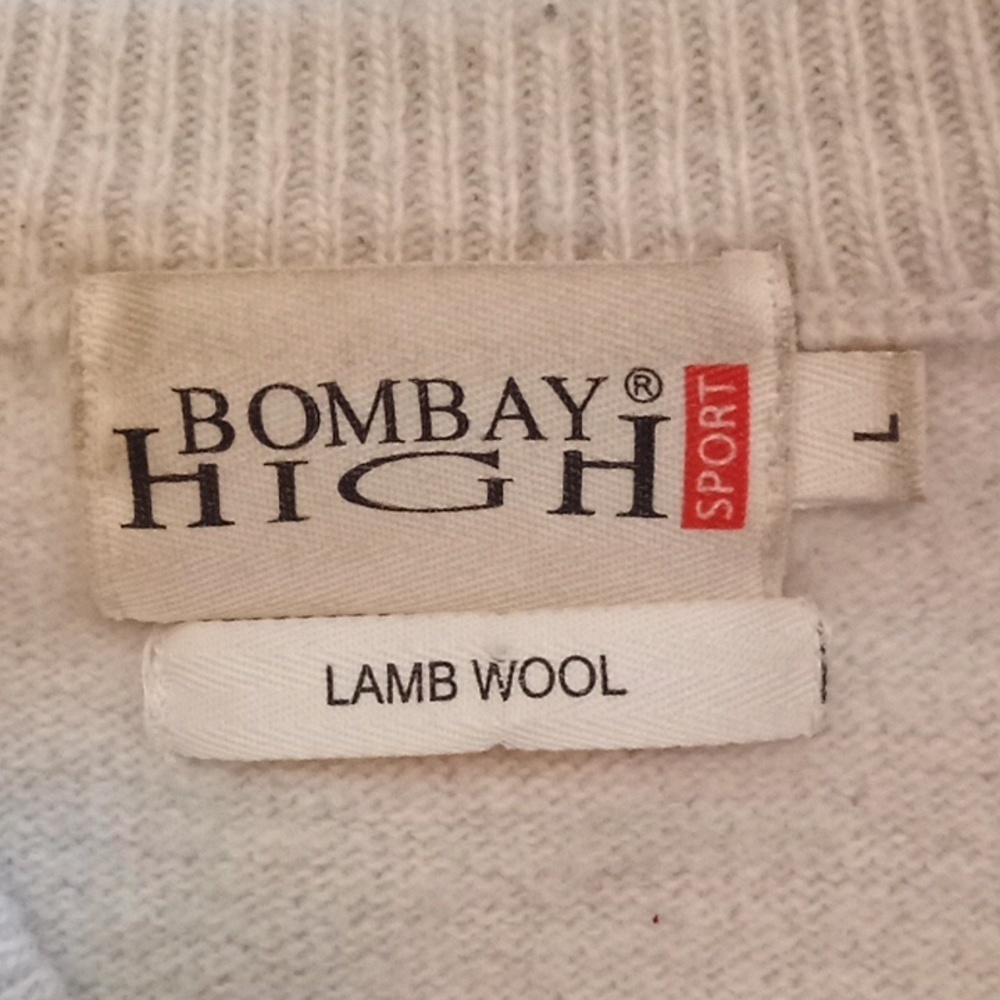 Bombay High Sport Classic Lamb Wool Preppy Checkered V-Neck Long Sleeve Sweater - Picture 5 of 5